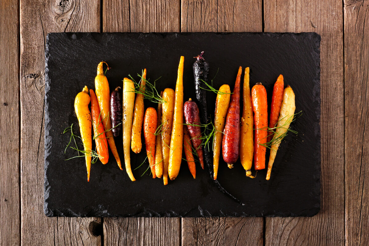 Coffee & Garlic BBQ Roasted Rainbow Carrots