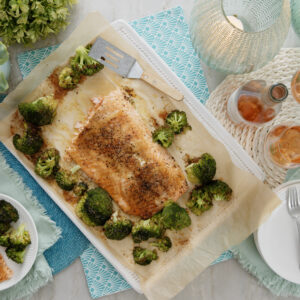 weber garlic parmesan salmon and broccoli