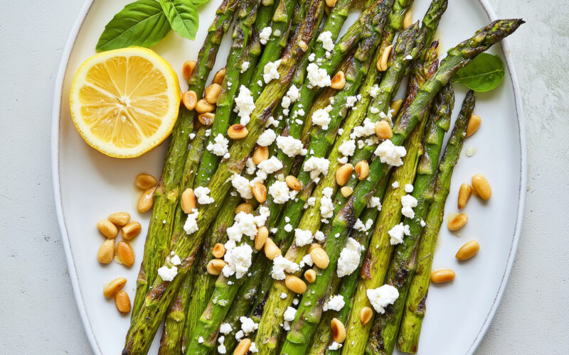 feta and lemon grilled asparagus