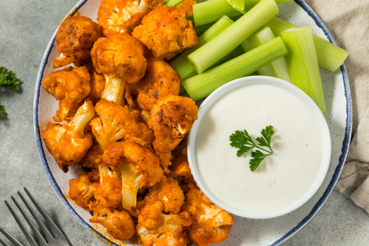 Roasted Homemade Baked Buffalo Cauliflower Wings