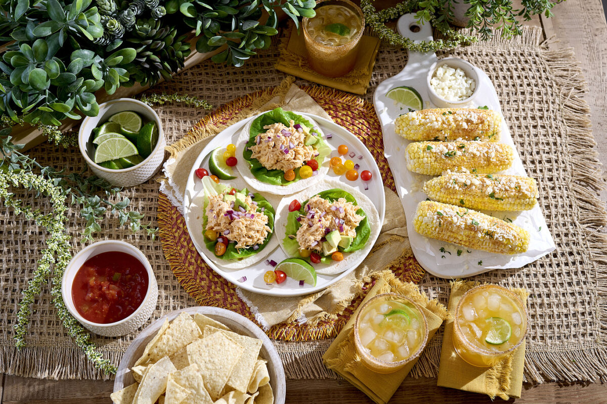 tone's taco seasoning chicken wrap and corn