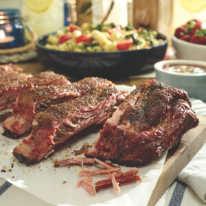 ribs and pasta salad