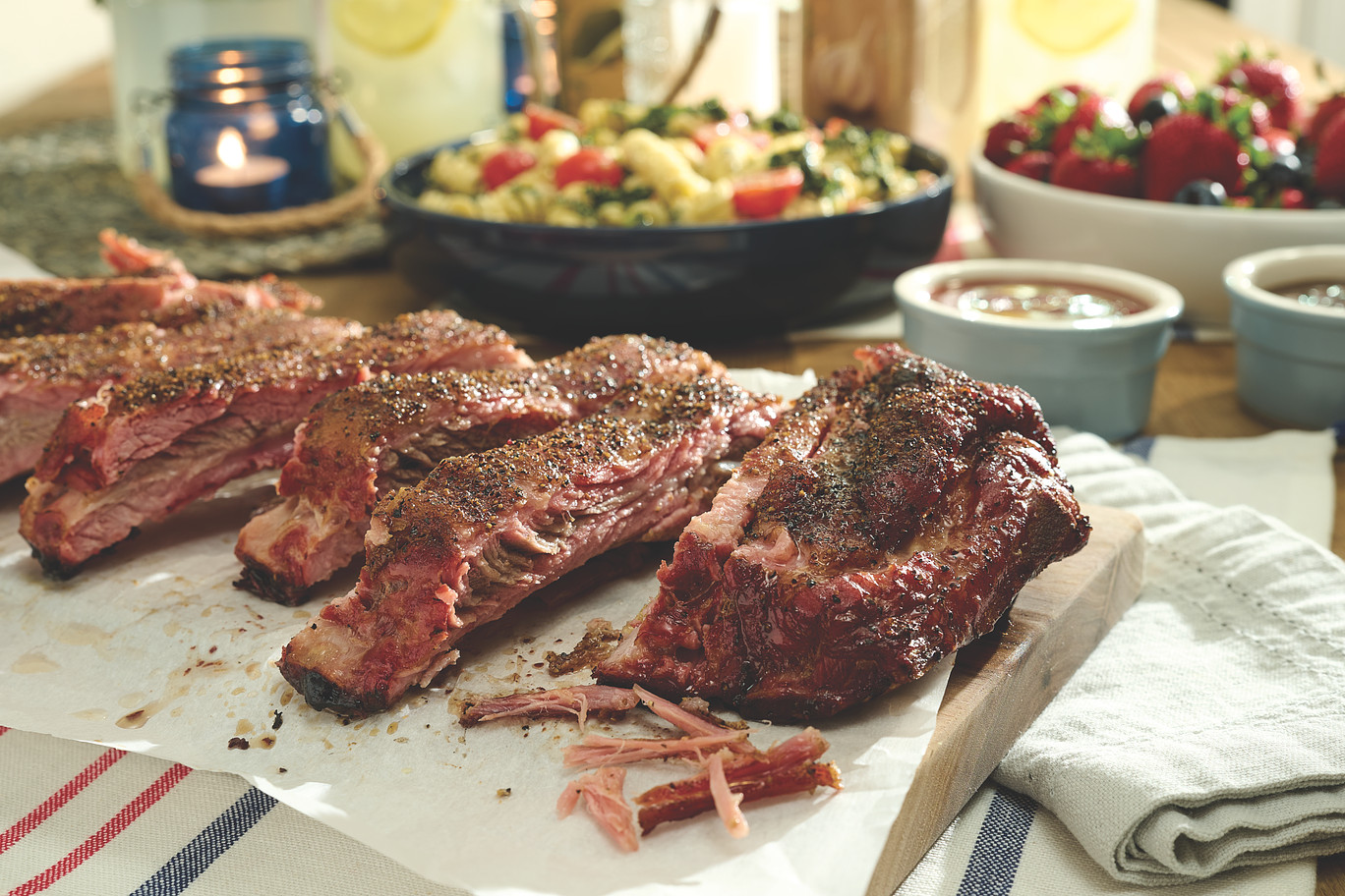 ribs and pasta salad