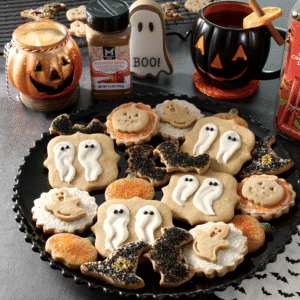 halloween cookies and tea