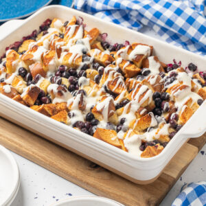 Blueberry french toast casserole. Easy to make breakfast or brunch food
